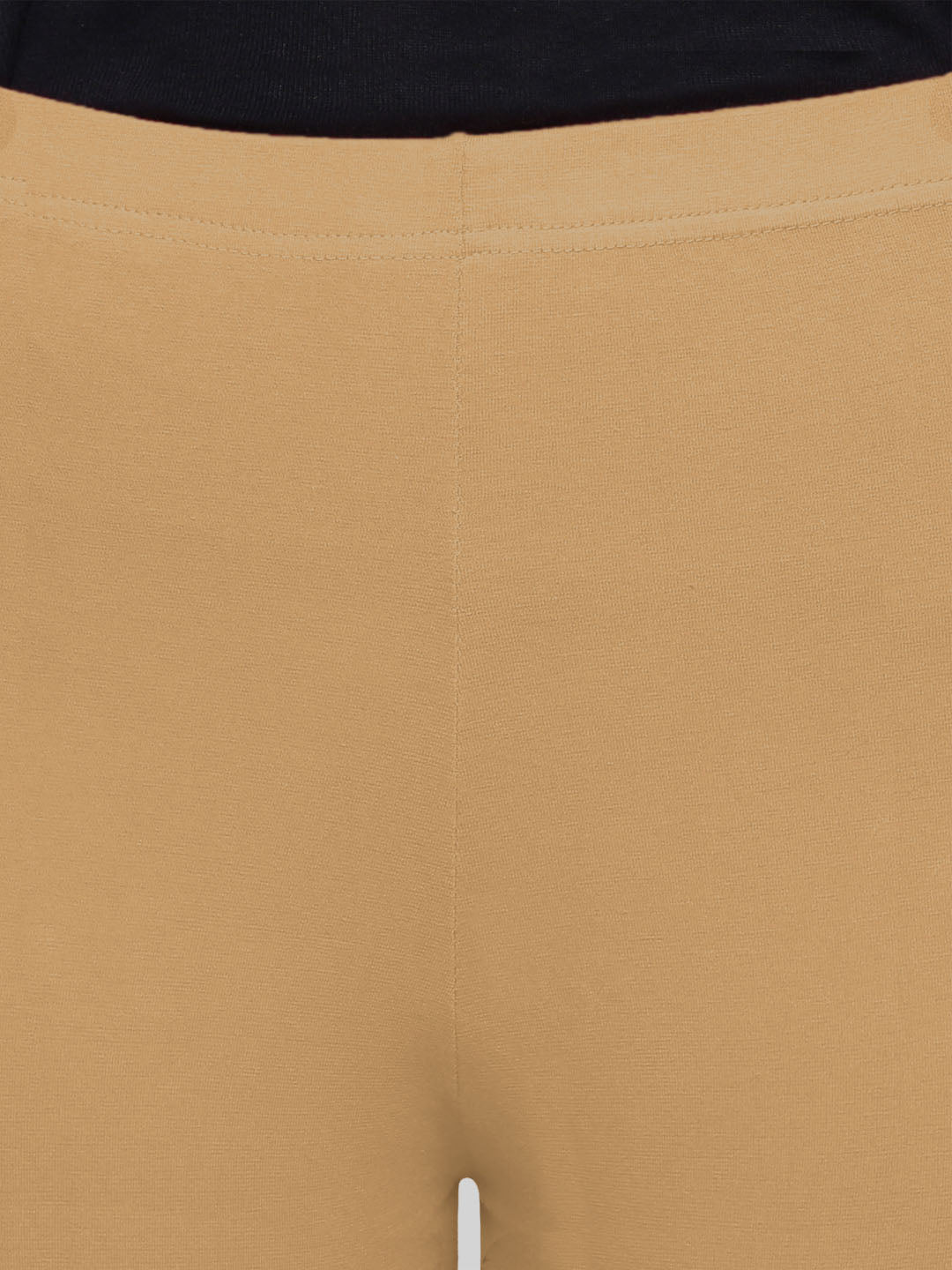 Dark Beige Calf Length Leggings Cotton