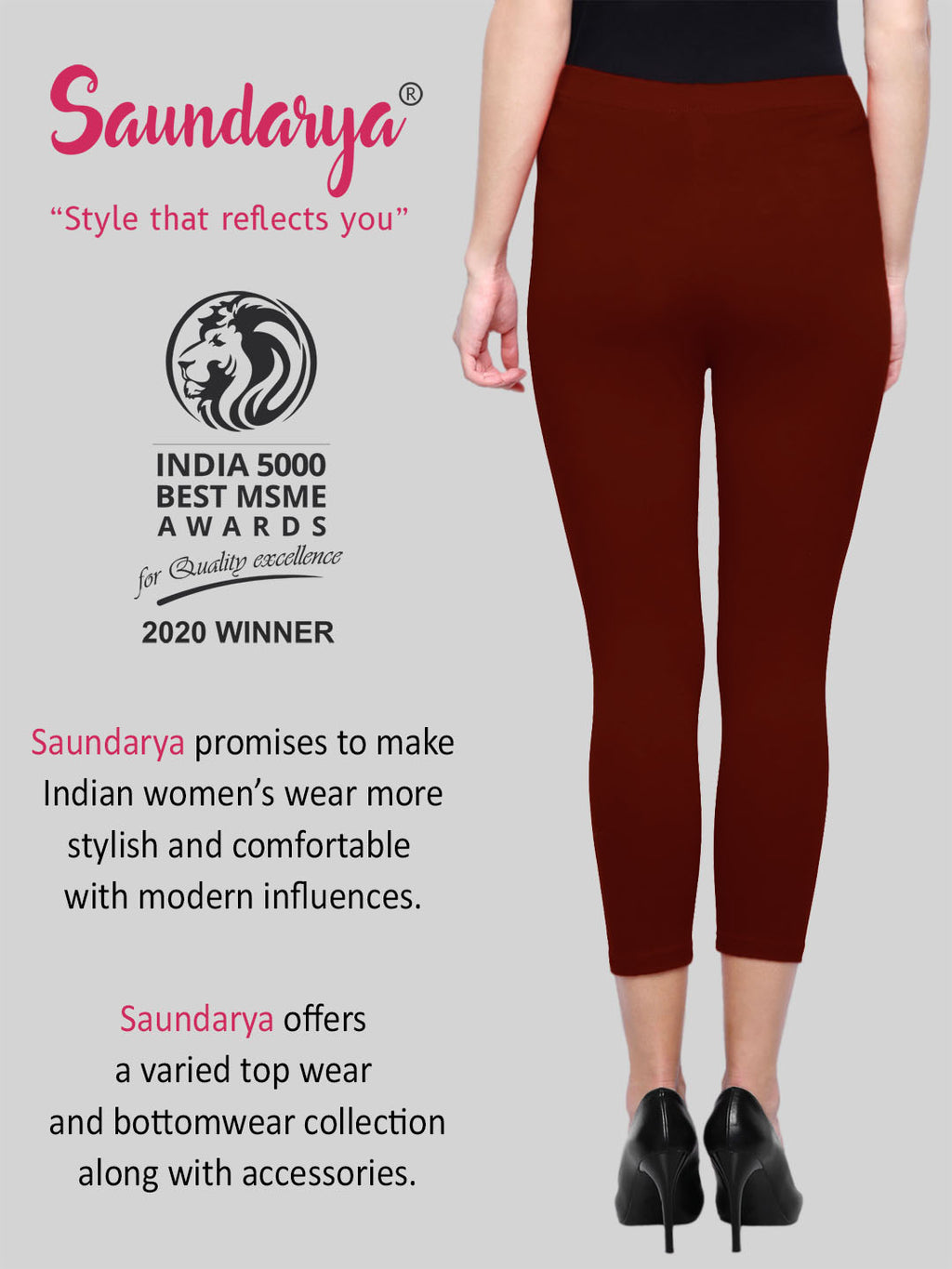 Dark Maroon Calf Length Leggings Cotton