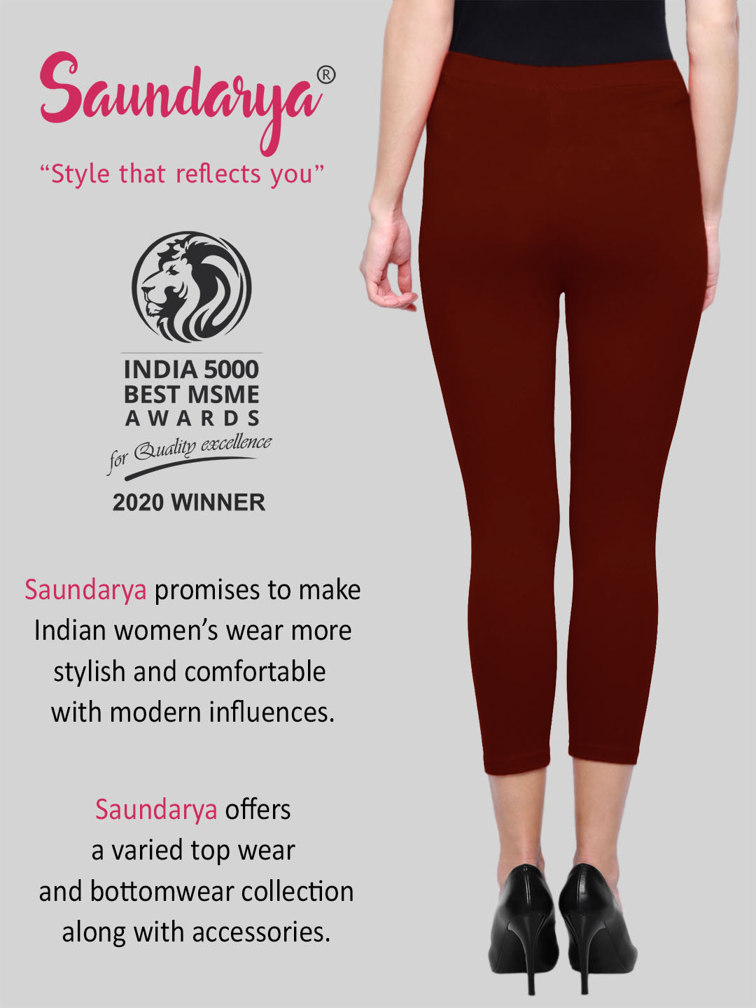Dark Maroon Calf Length Leggings Cotton