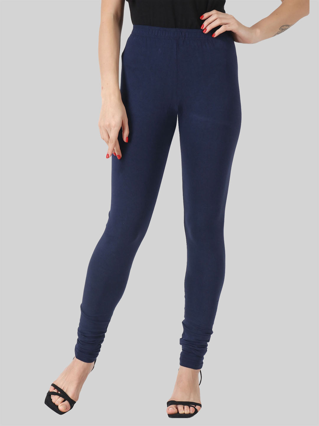 Saundarya Women's Navy Blue Churidar Leggings Cotton