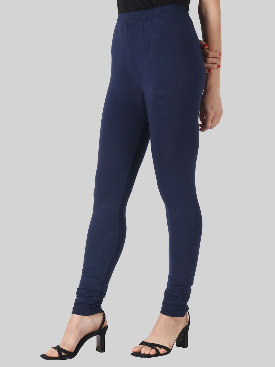 Saundarya Women's Navy Blue Churidar Leggings Cotton