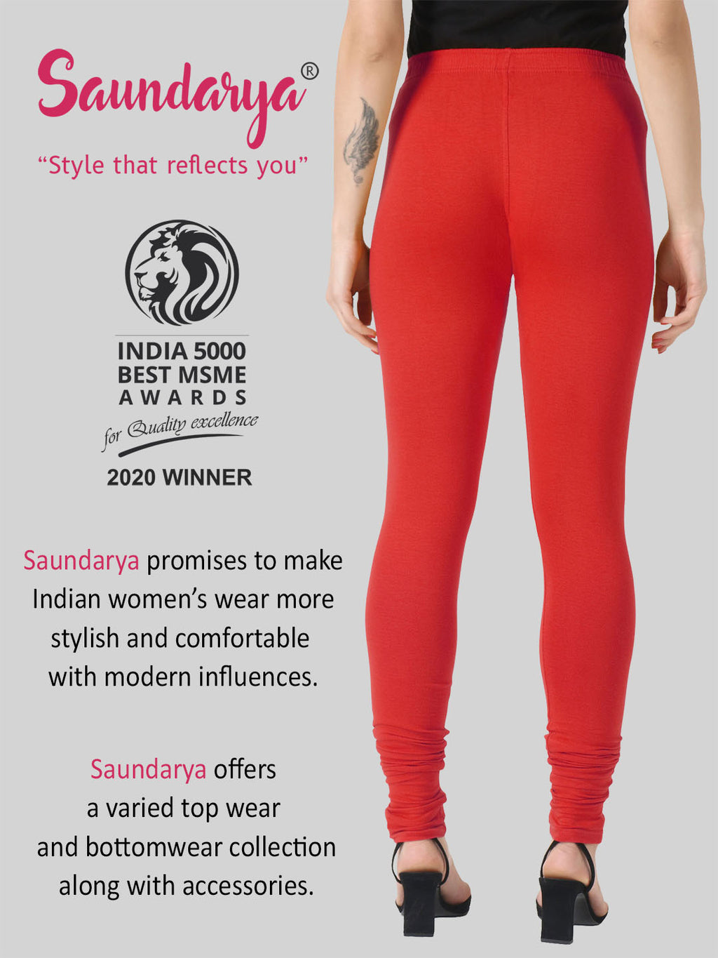 Saundarya Women’s Slim Fit Churidar Super Combed Cotton Rich Lycra Fabric Tailored Cut Stretchable Solid Plain Color Leggings; Red