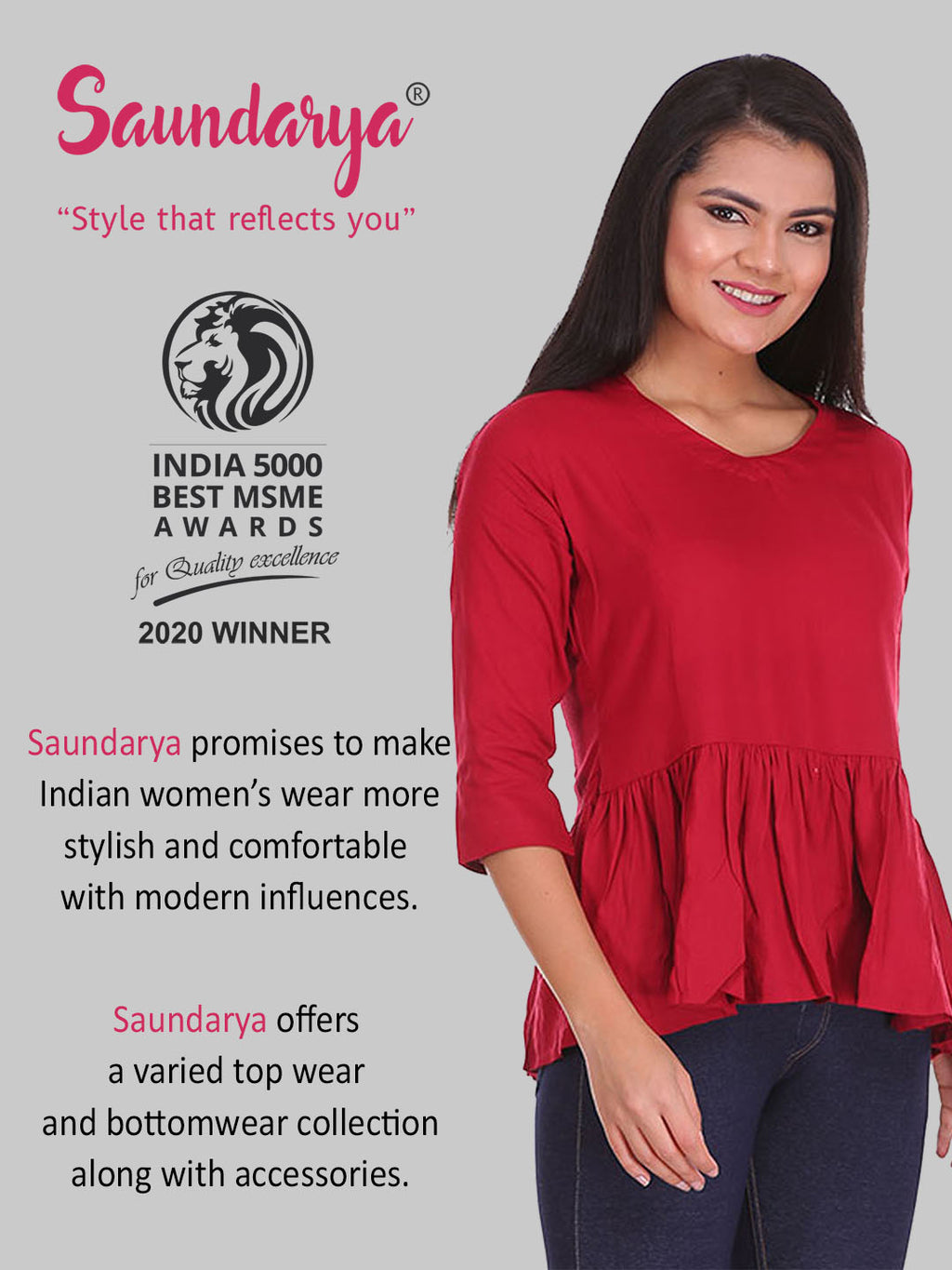 Saundarya Women's Plain Maroon Flared Top