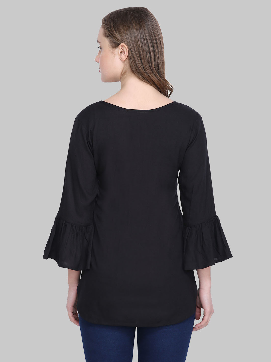 Saundarya Women's Black Keyhole Neck Top