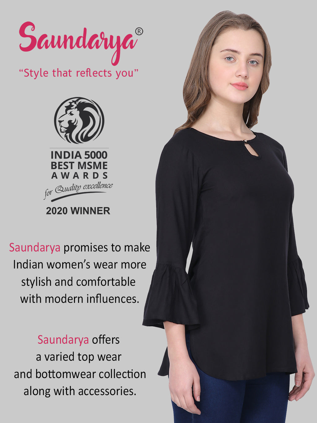 Saundarya Women's Black Keyhole Neck Top