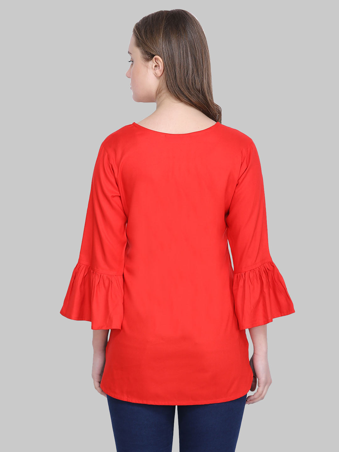 Saundarya Women's Red Keyhole Neck Top