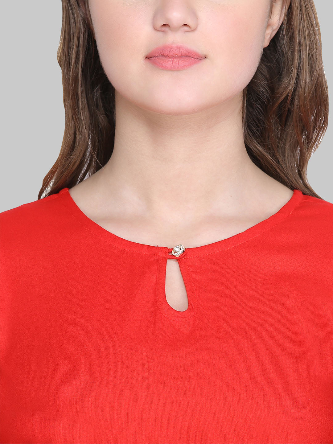 Saundarya Women's Red Keyhole Neck Top