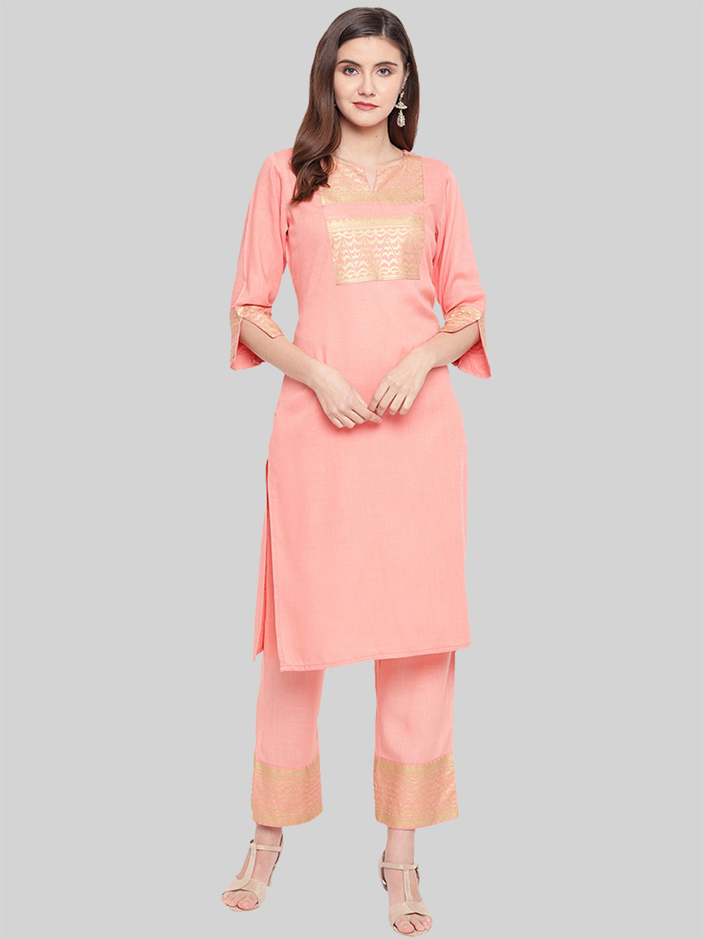 Saundarya Women's Peach Kurta with Pant set