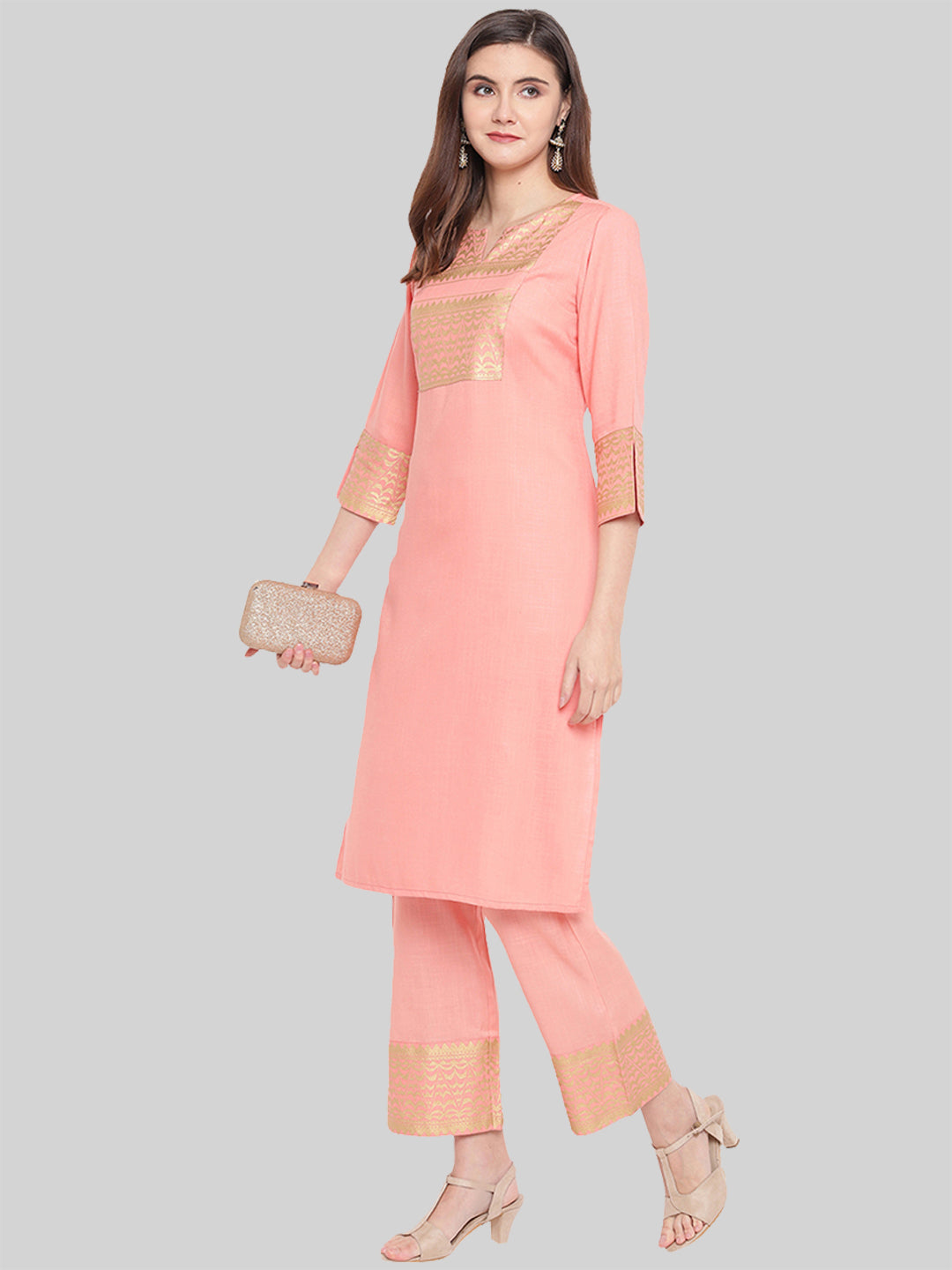 Saundarya Women's Peach Kurta with Pant set