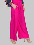 Saundarya Women's Relaxed Fit Cotton Rayon Palazzo; Dark Pink