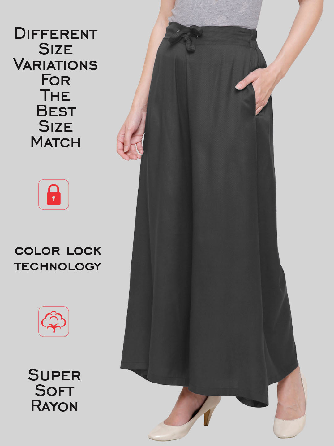 Saundarya Women's Loose Fit Skirt Palazzo  Black