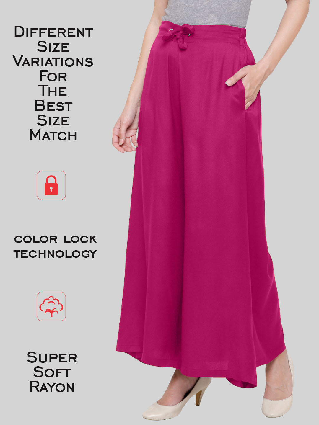 Saundarya Women's Loose Fit Skirt Palazzo  Dark Pink