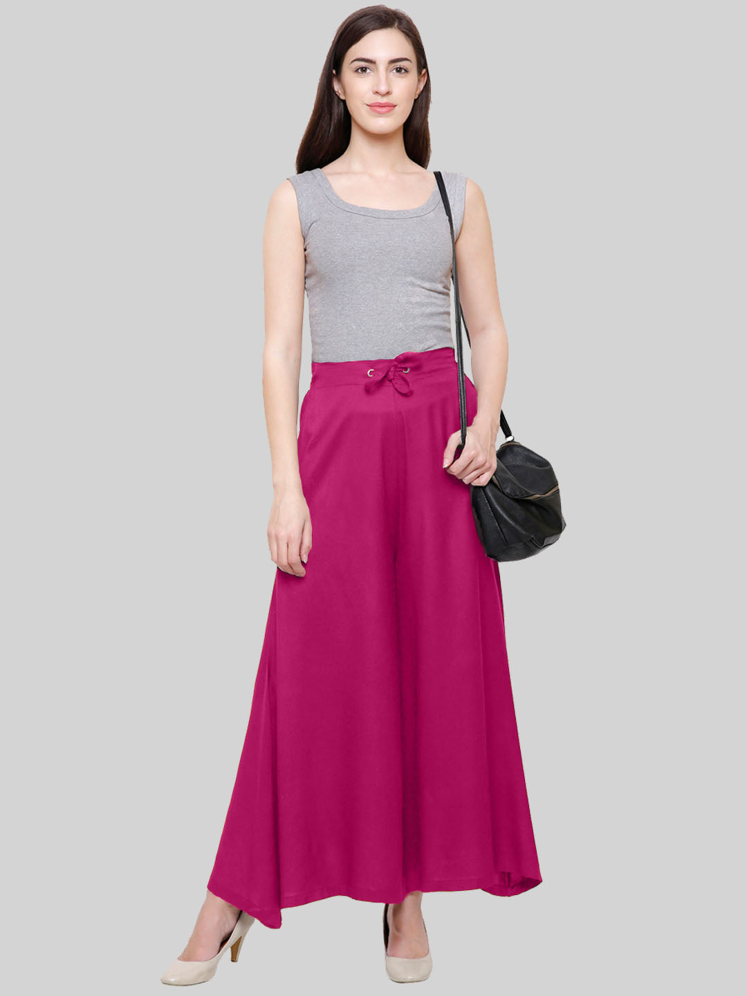 Saundarya Women's Loose Fit Skirt Palazzo  Dark Pink