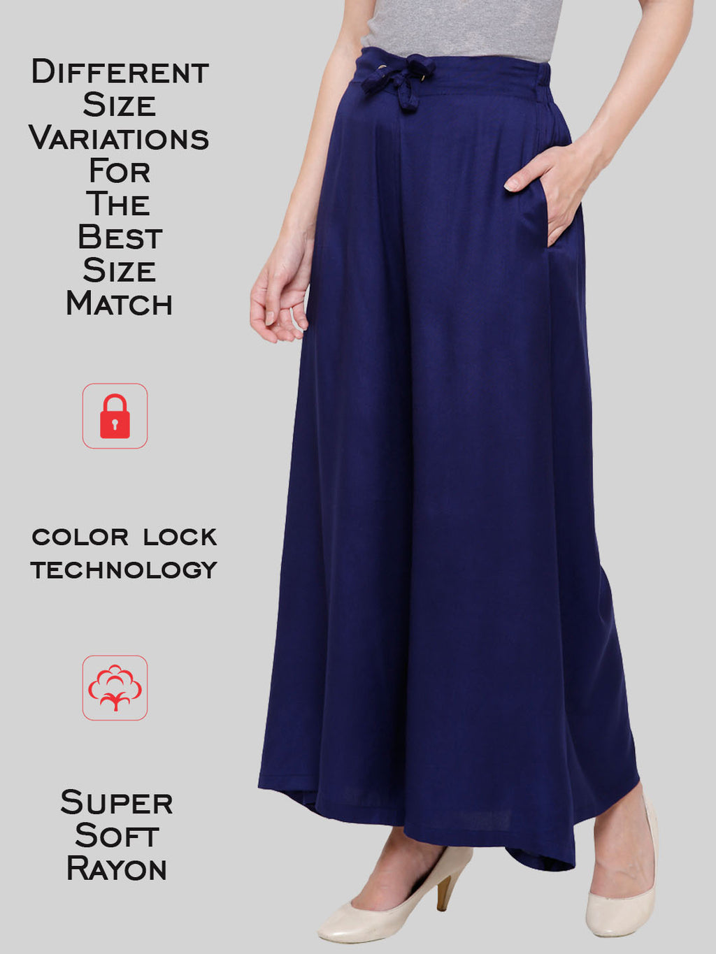 Saundarya Women's Loose Fit Skirt Palazzo  Navy Blue