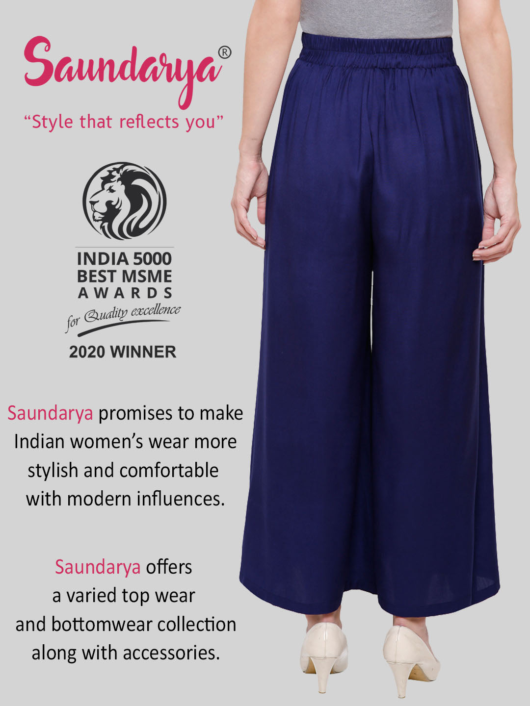 Saundarya Women's Loose Fit Skirt Palazzo  Navy Blue