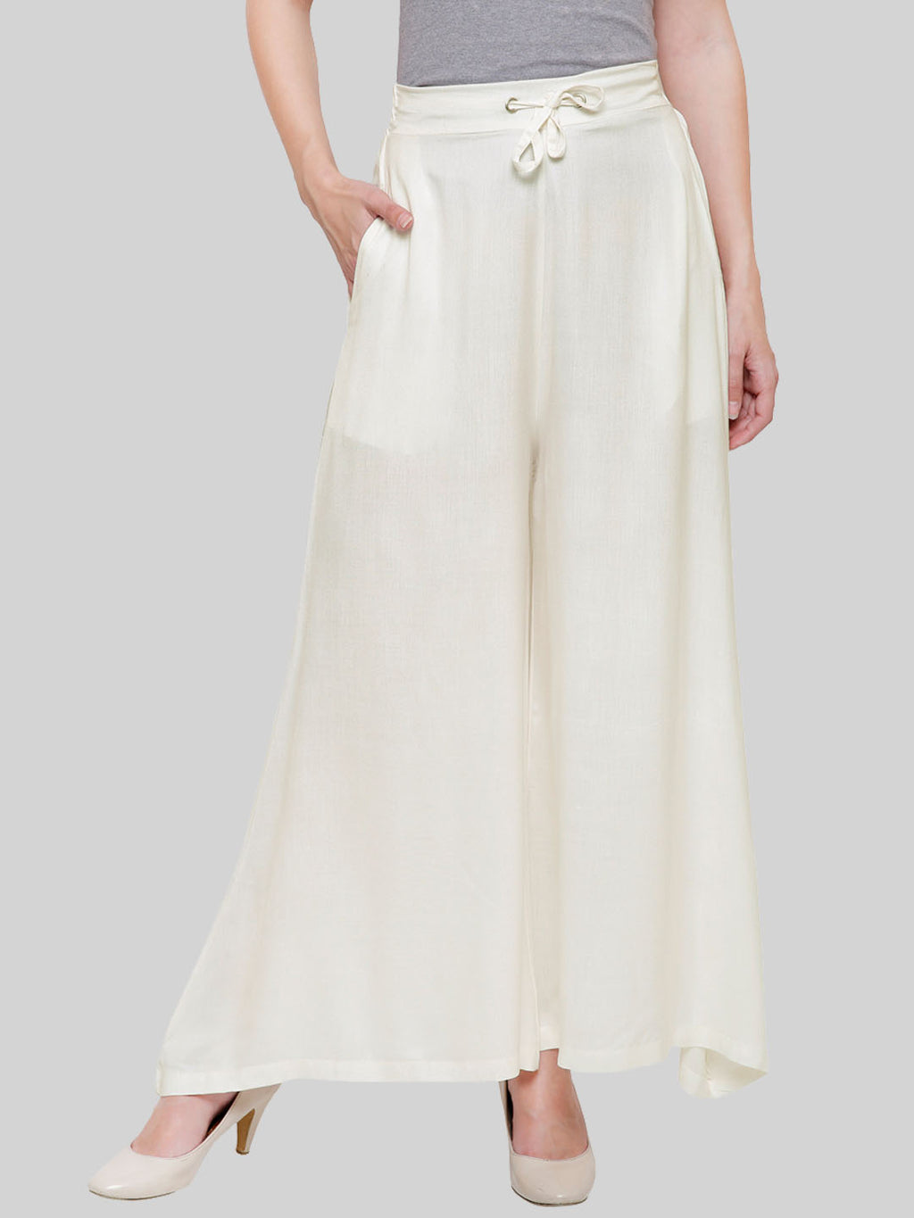 Saundarya Women's Loose Fit Skirt Palazzo  Off White