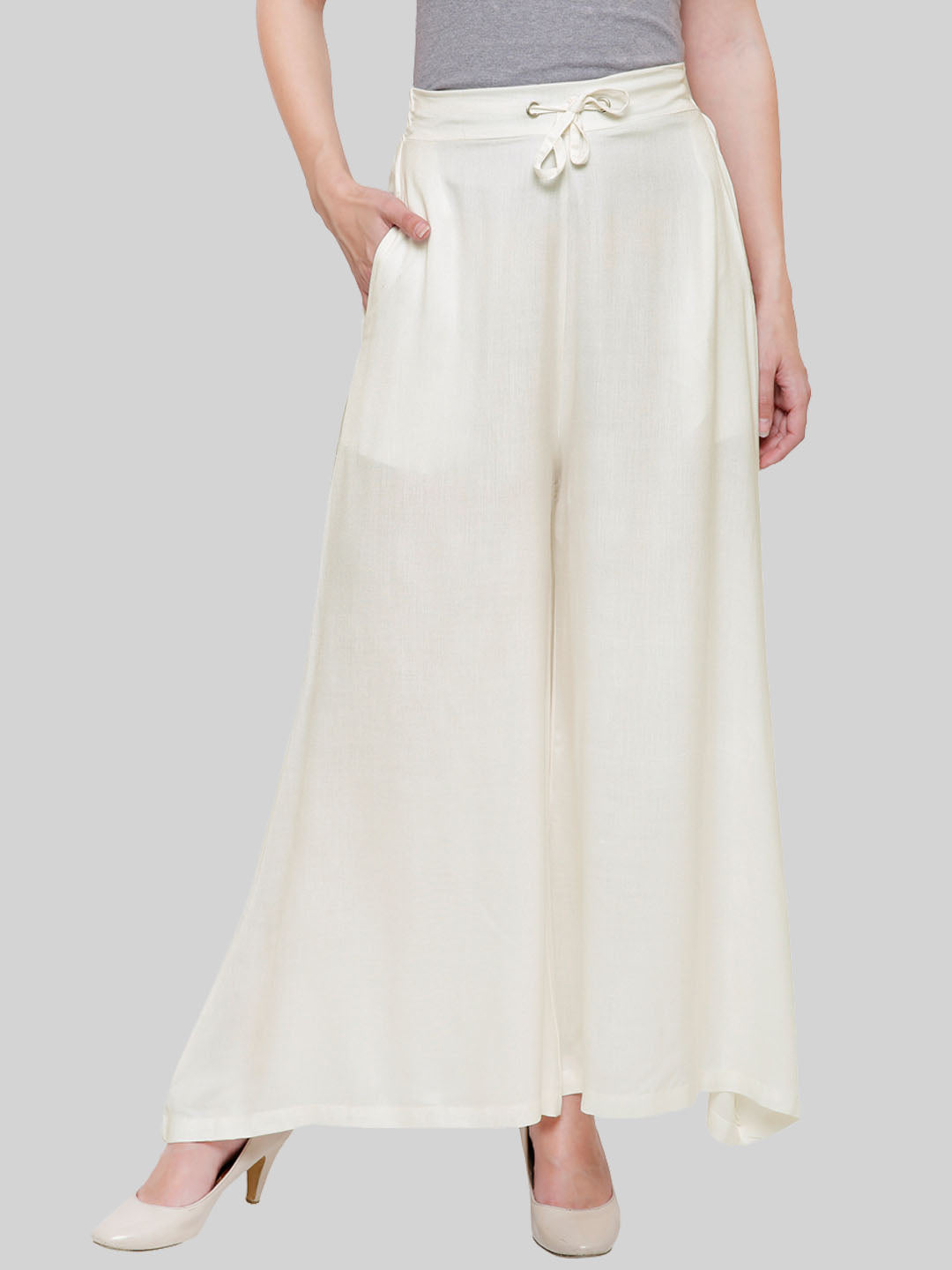 Saundarya Women's Loose Fit Skirt Palazzo  Off White