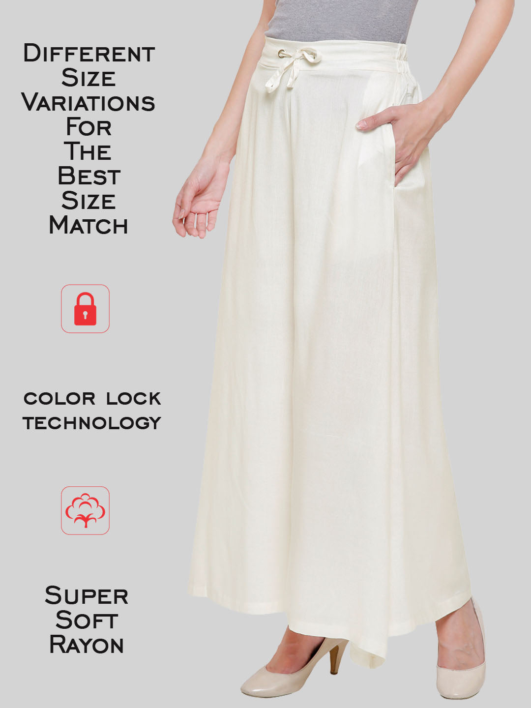 Saundarya Women's Loose Fit Skirt Palazzo  Off White