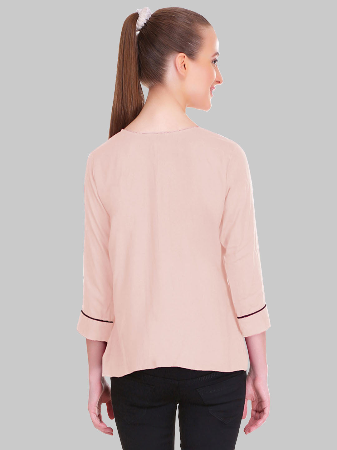 Saundarya Women's Peach U-Neck Top