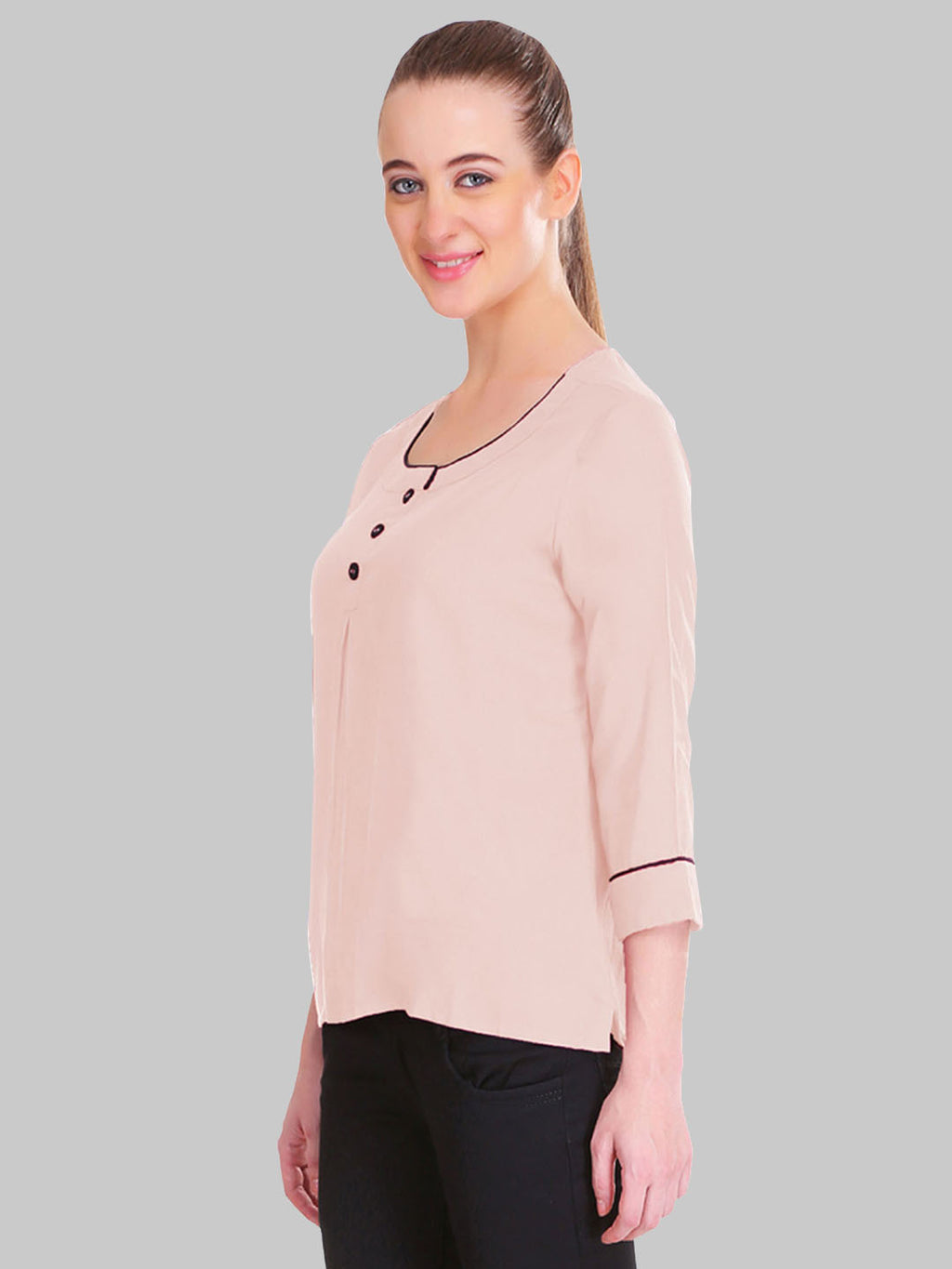 Saundarya Women's Peach U-Neck Top