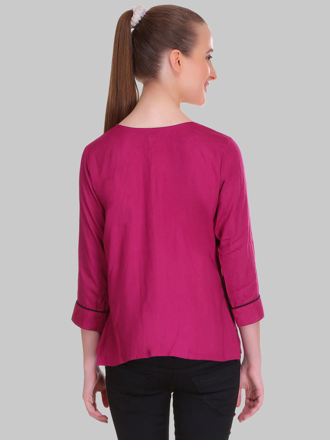 Saundarya Women's Wine U-Neck Top