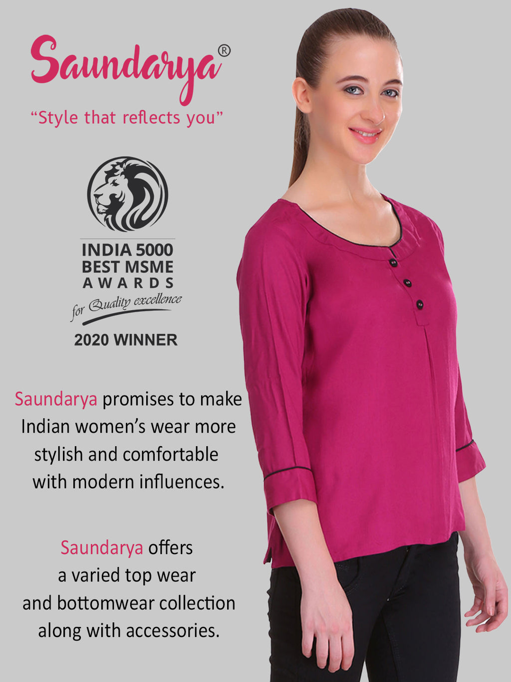 Saundarya Women's Wine U-Neck Top