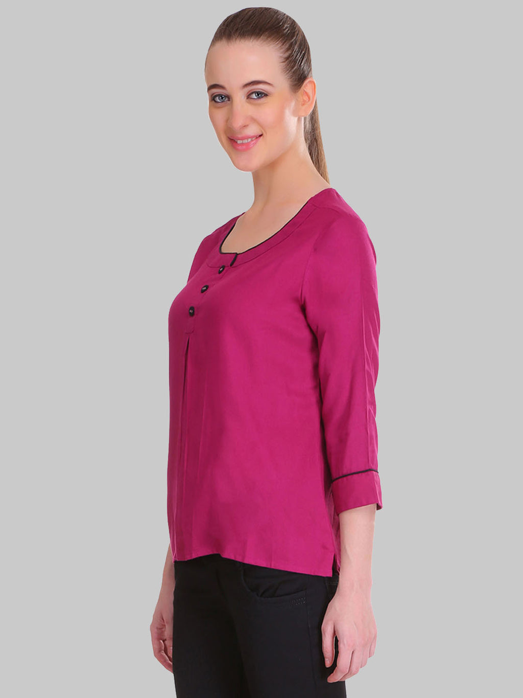 Saundarya Women's Wine U-Neck Top