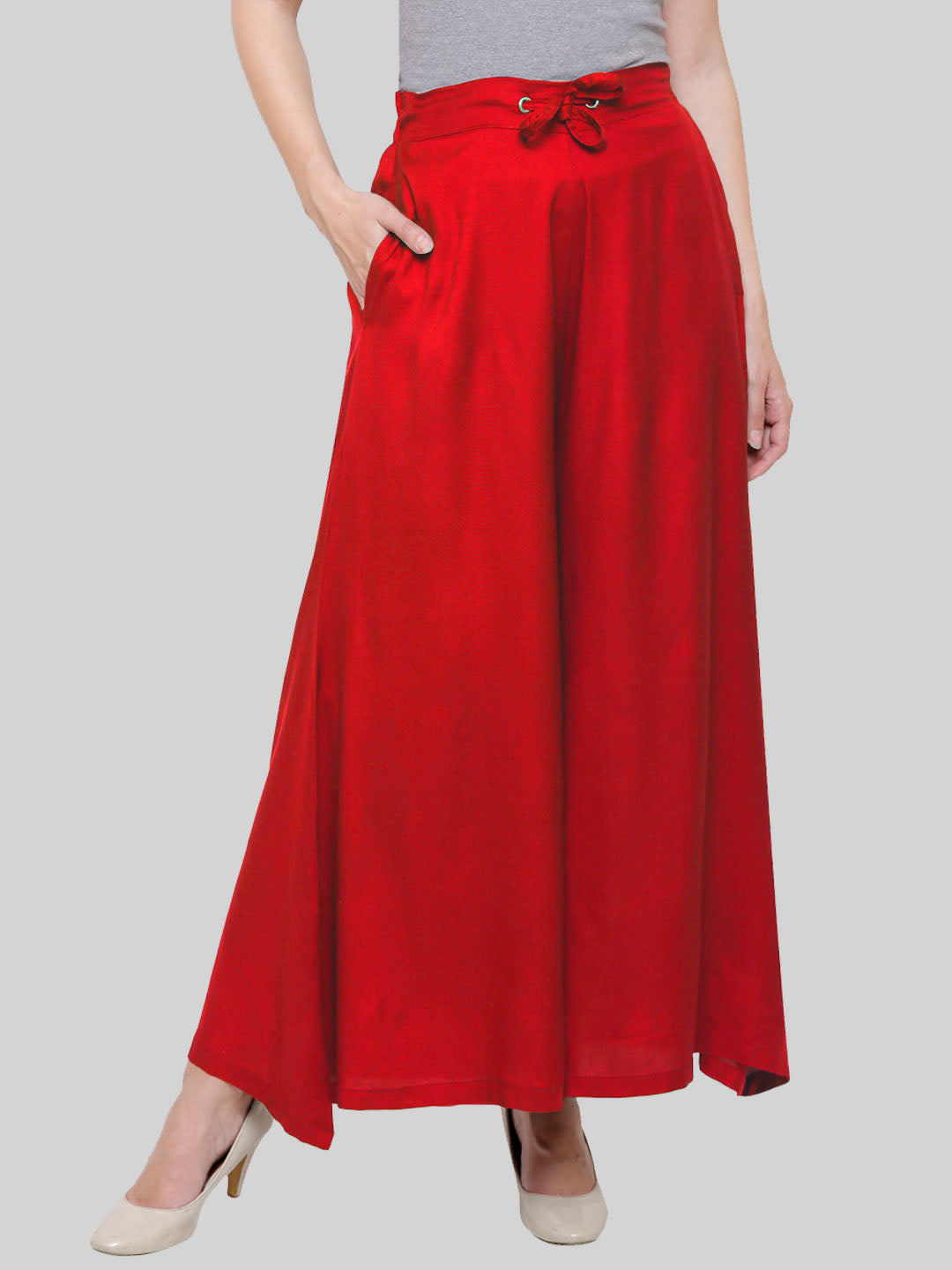 Saundarya Women's Loose Fit Skirt Palazzo Red