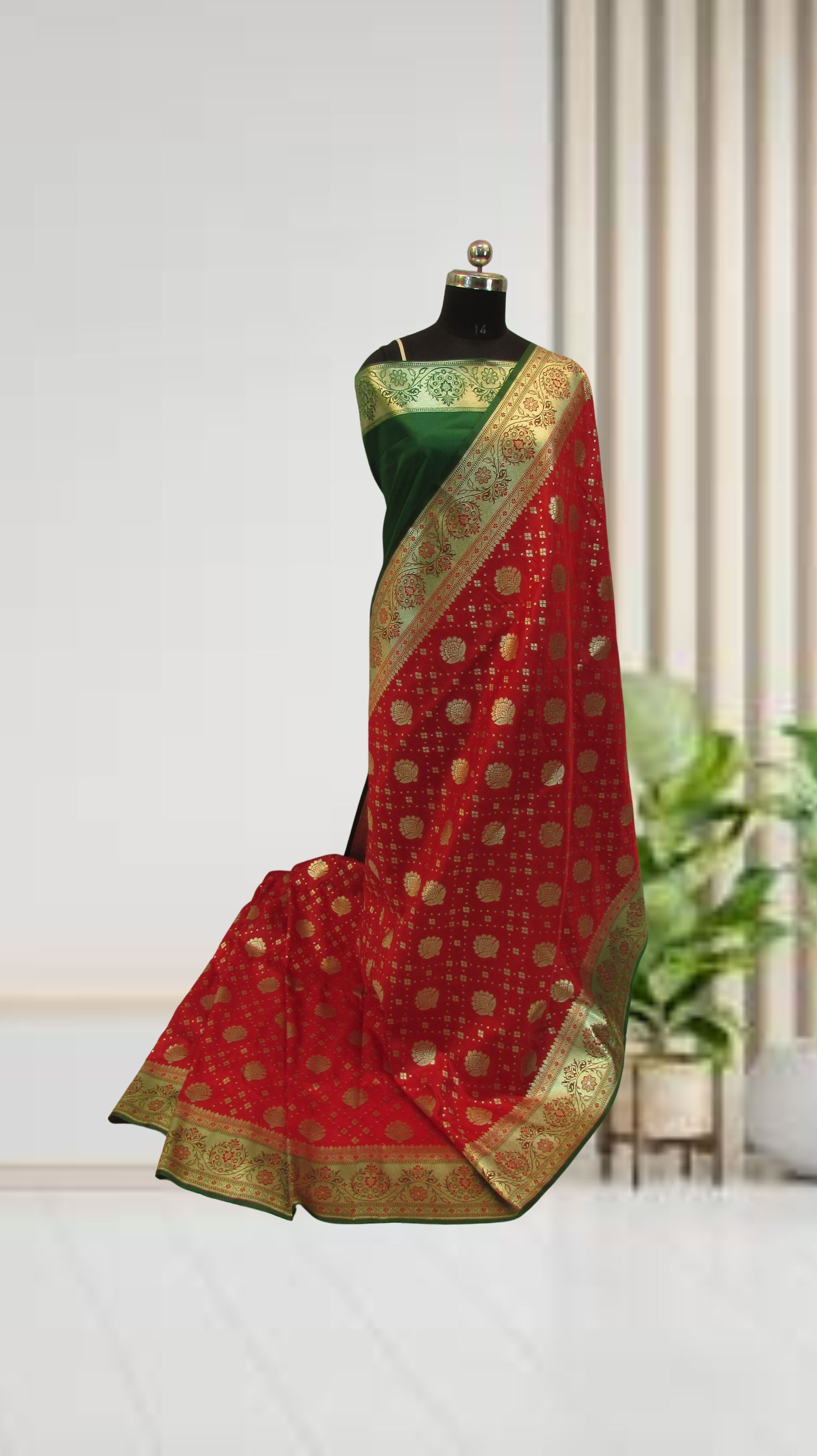 Saundarya Women's Red Banarasi Silk Saree