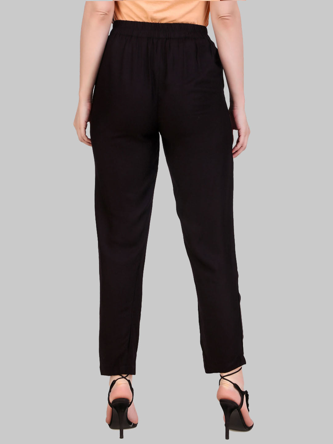 Saundarya Women's Rayon Loose Fit Tapered Pant Black