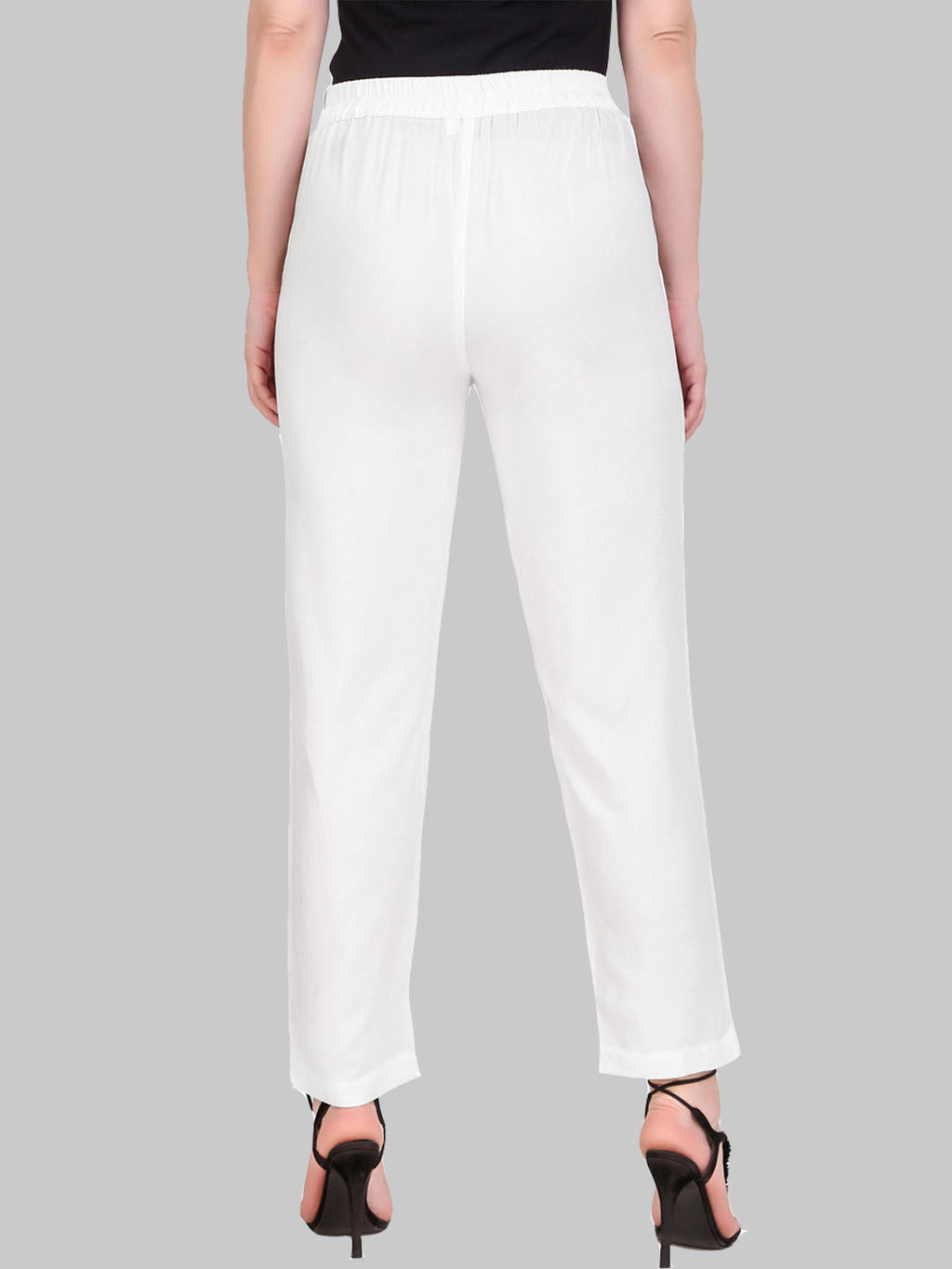 Saundarya Women's Rayon Loose Fit Tapered Pant White