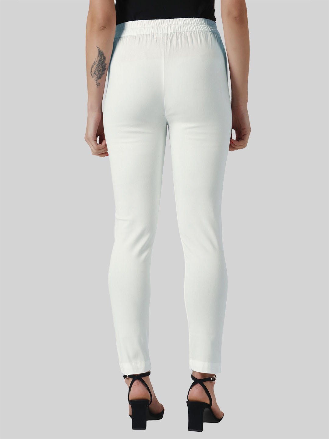 Saundarya Women’s Ankle Length Cotton Pants; White