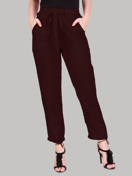 Saundarya Women's Rayon Loose Fit Tapered Pant  Brown