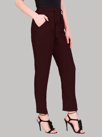 Saundarya Women's Rayon Loose Fit Tapered Pant  Brown