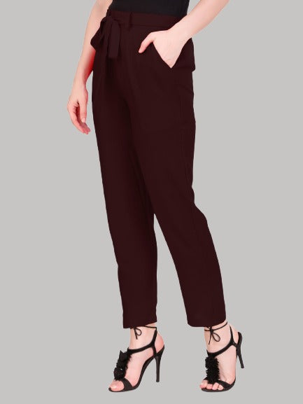 Saundarya Women's Rayon Loose Fit Tapered Pant  Brown