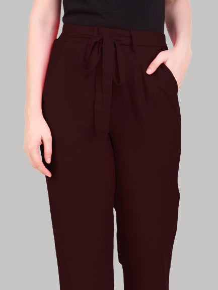 Saundarya Women's Rayon Loose Fit Tapered Pant  Brown