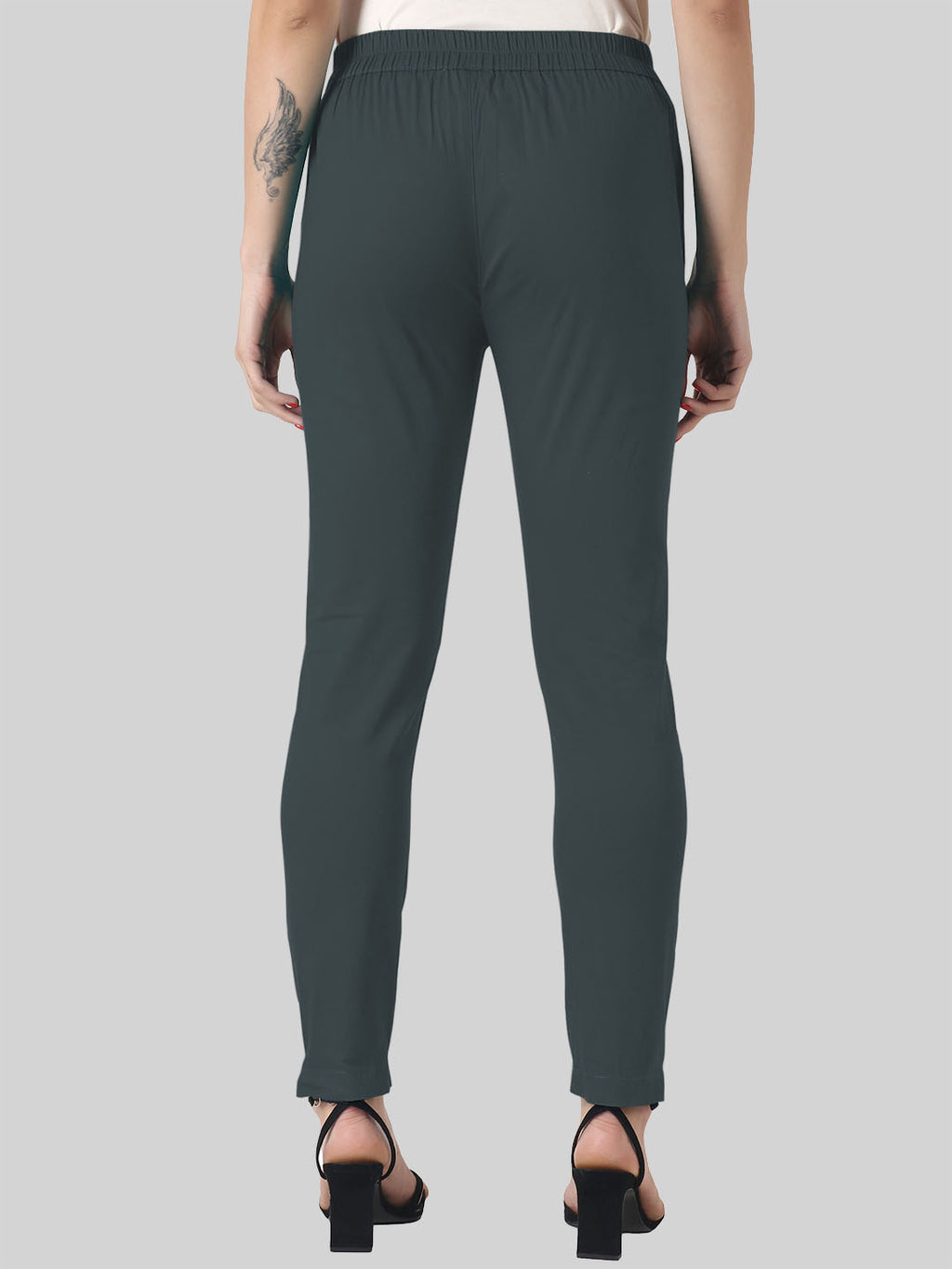 Saundarya Women’s Ankle Length Cotton Pants; Graphite Grey