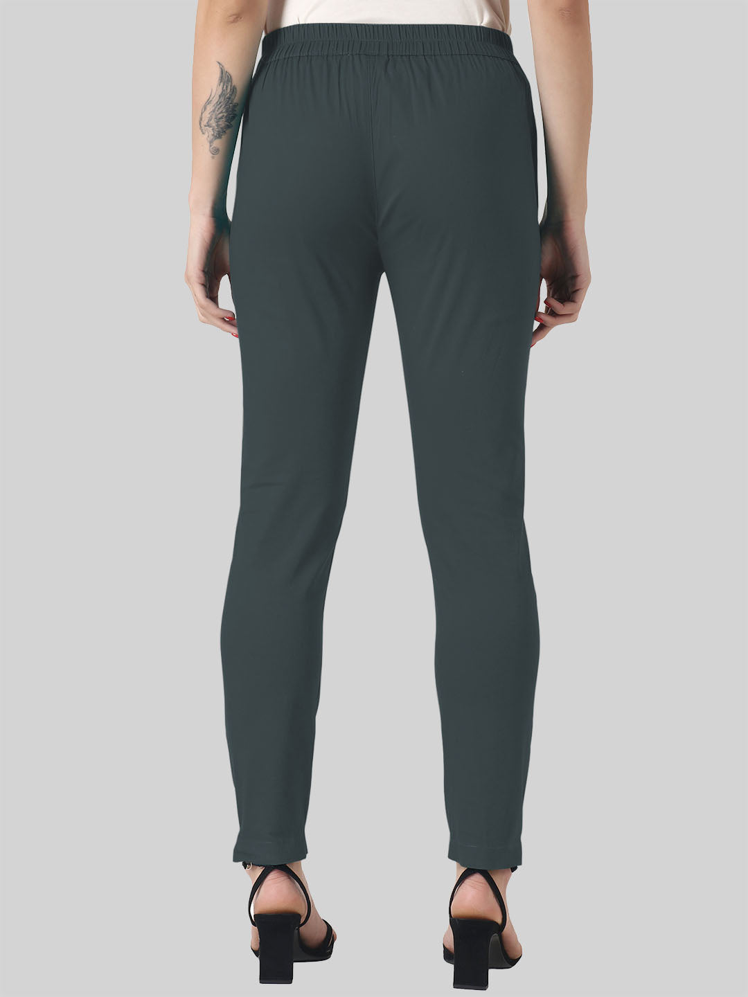 Saundarya Women’s Ankle Length Cotton Pants; Graphite Grey