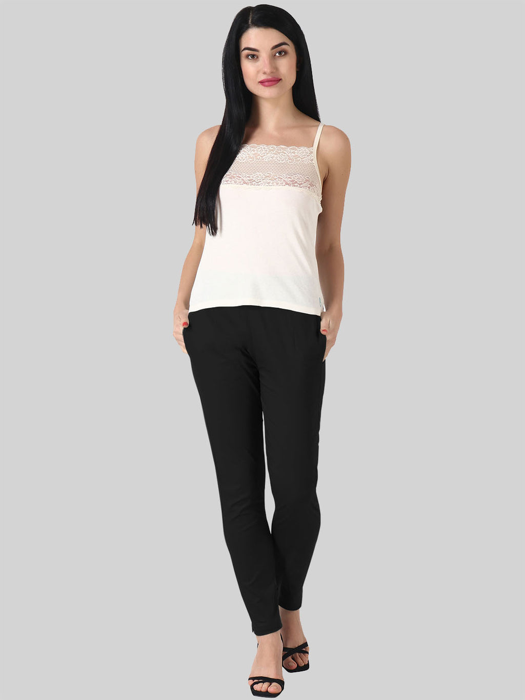 Saundarya Women’s Ankle Length Cotton Pants; Black