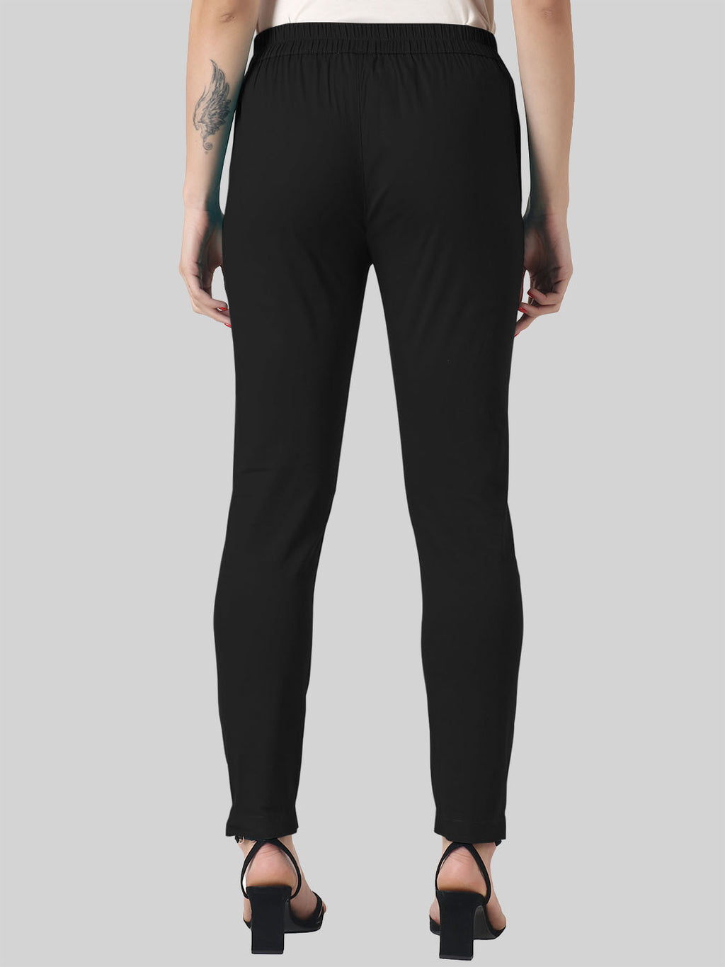 Saundarya Women’s Ankle Length Cotton Pants; Black