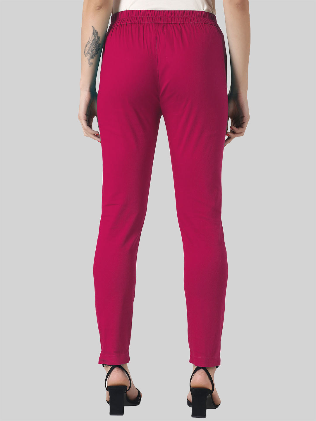 Saundarya Women’s Ankle Length Cotton Pants; Dark Pink