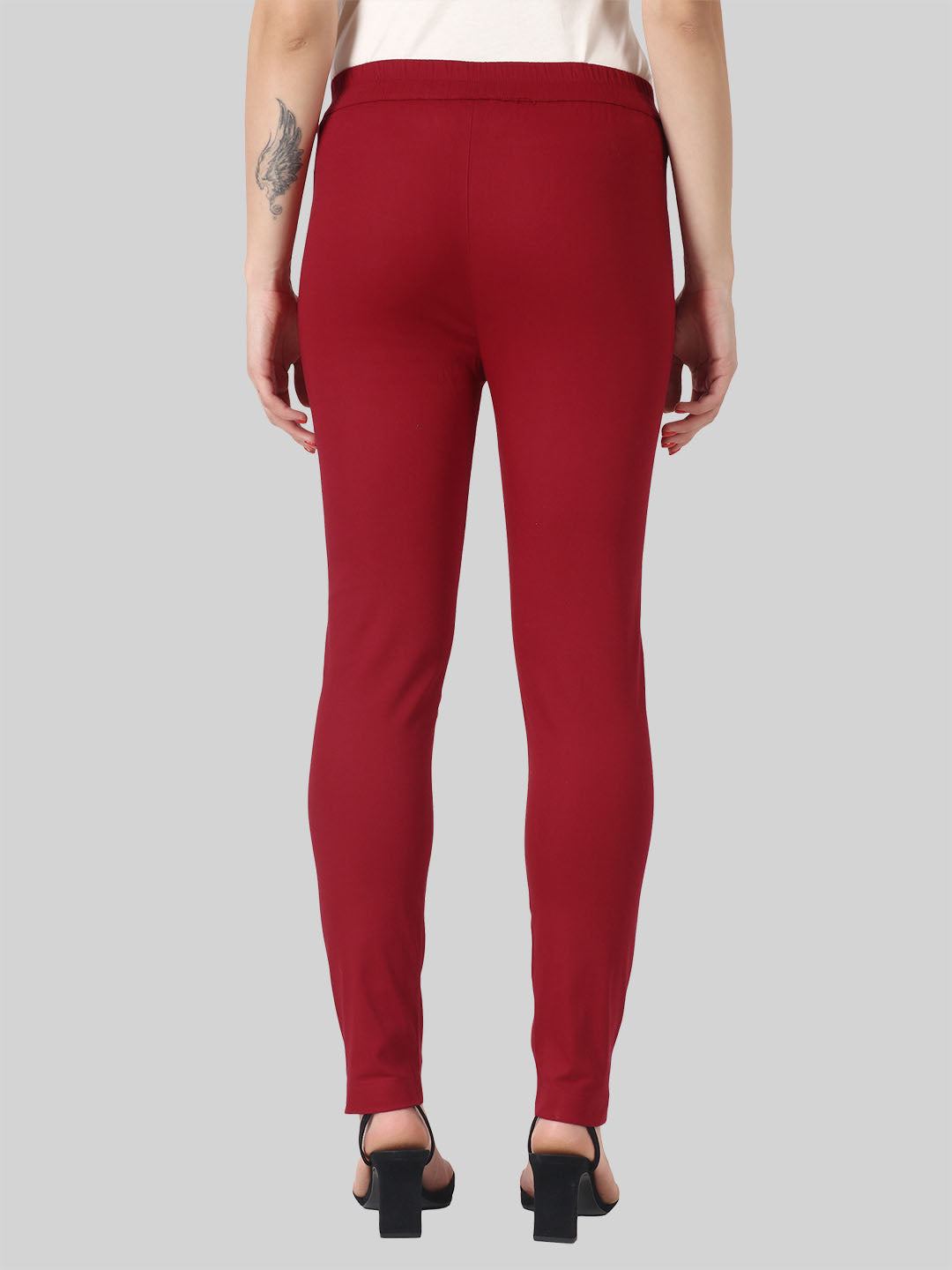 Saundarya Women’s Ankle Length Cotton Pants; Dark Maroon