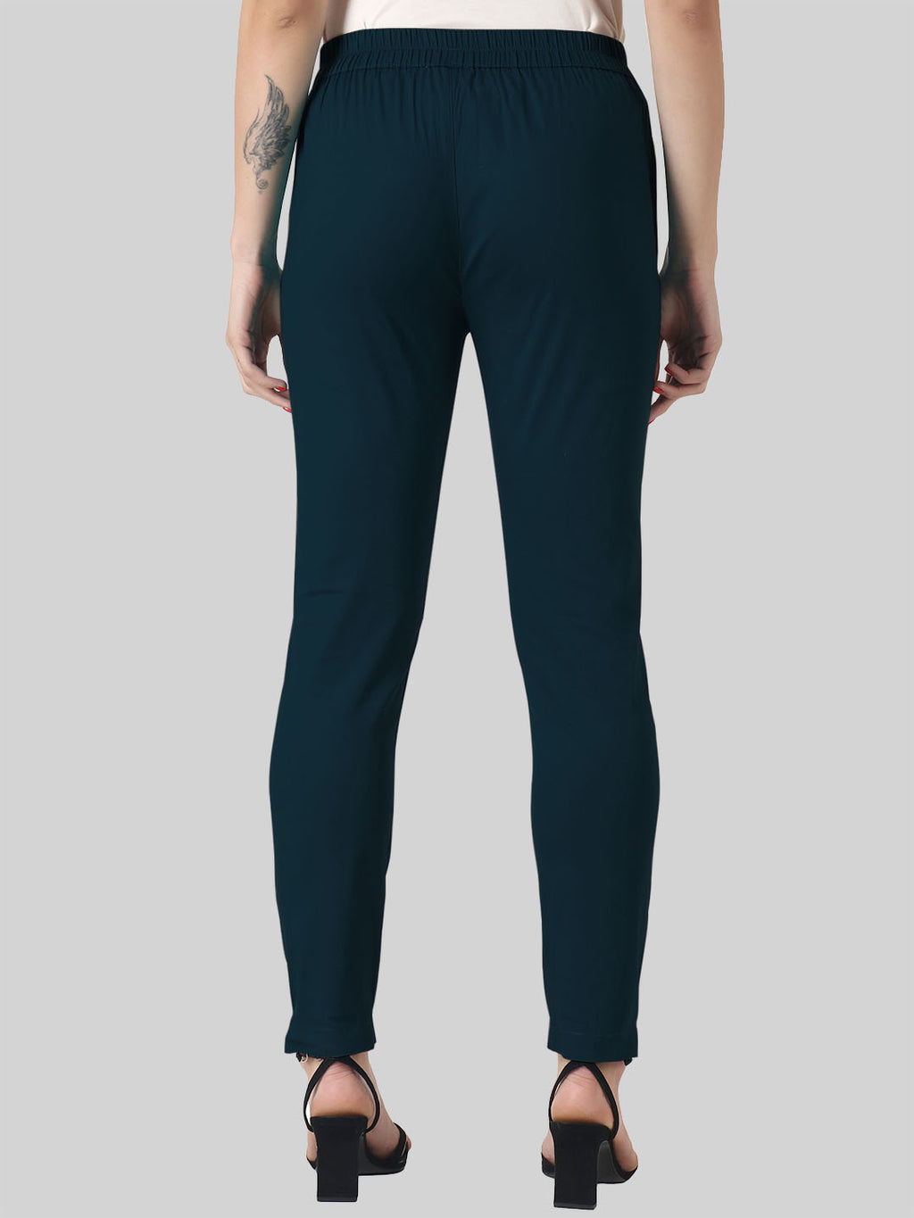 Saundarya Women’s Ankle Length Cotton Pants; Navy Blue