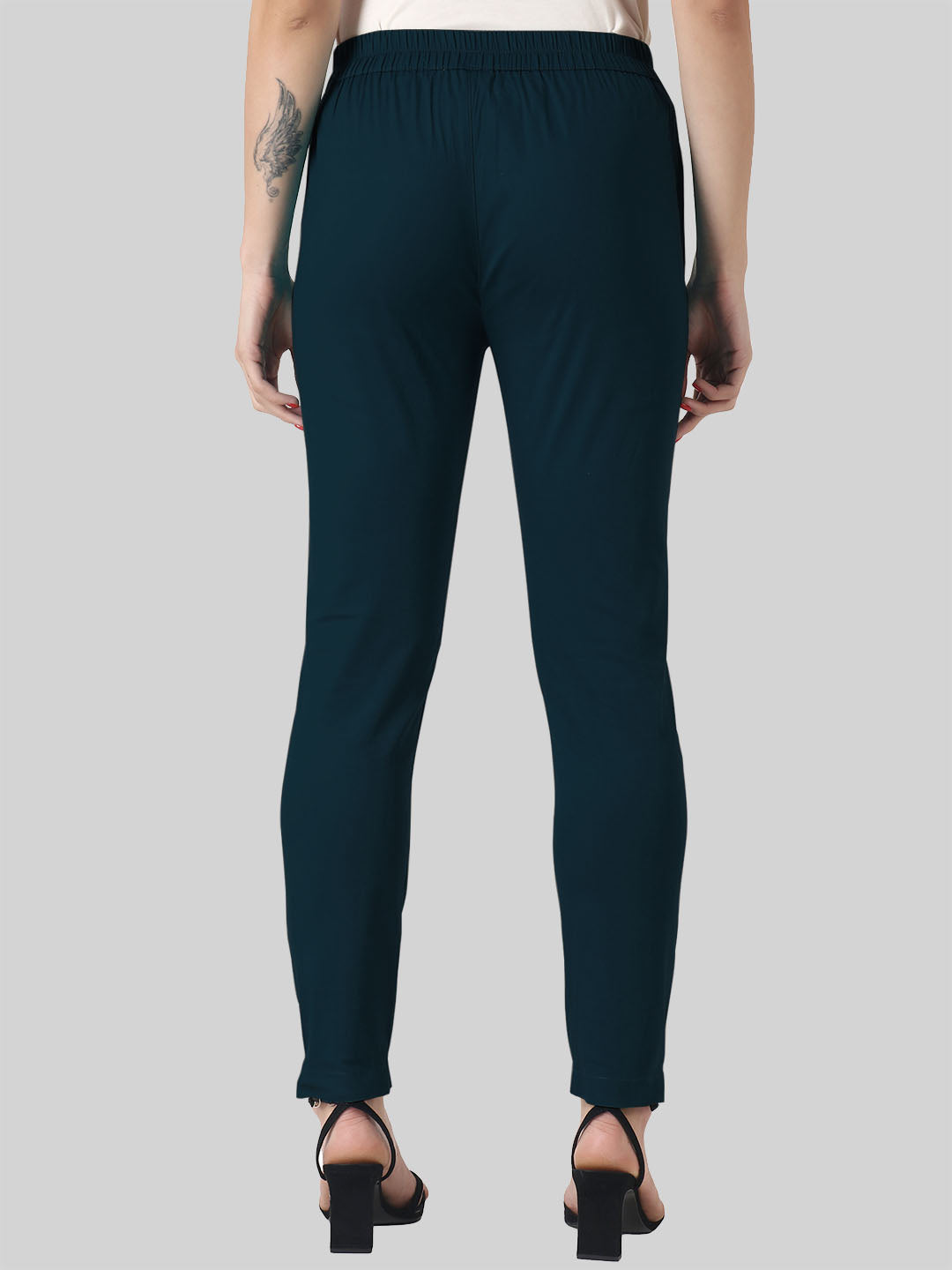 Saundarya Women’s Ankle Length Cotton Pants; Navy Blue