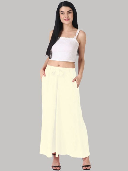 Saundarya Women's Loose Fit Skirt Palazzo Buttery Cream