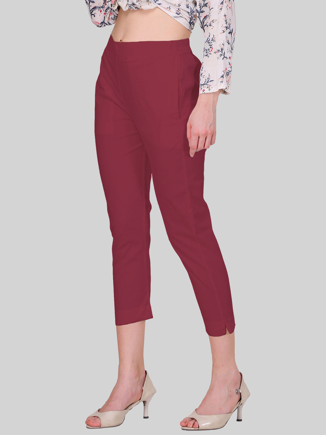 Saundarya Women's Maroon Cropped Pants