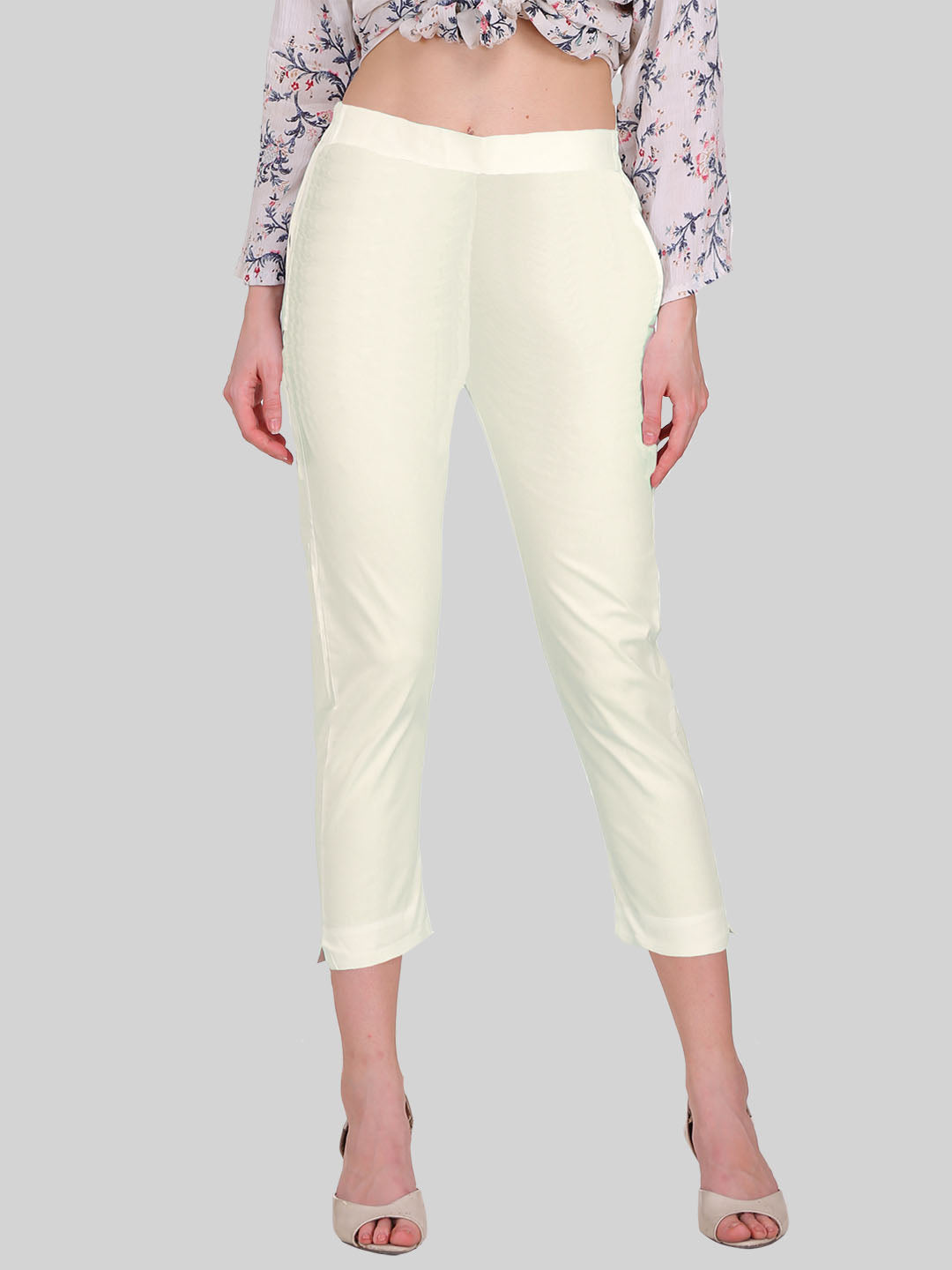 Saundarya Women’s Cropped Cotton Pants; Buttery Cream