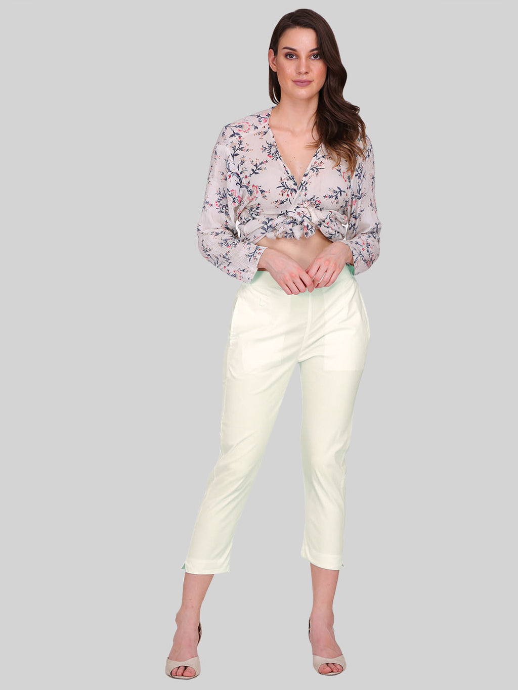 Saundarya Women’s Cropped Cotton Pants; Buttery Cream