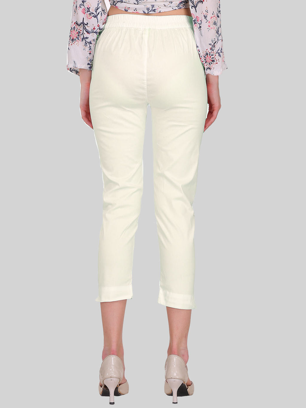 Saundarya Women’s Cropped Cotton Pants; Buttery Cream