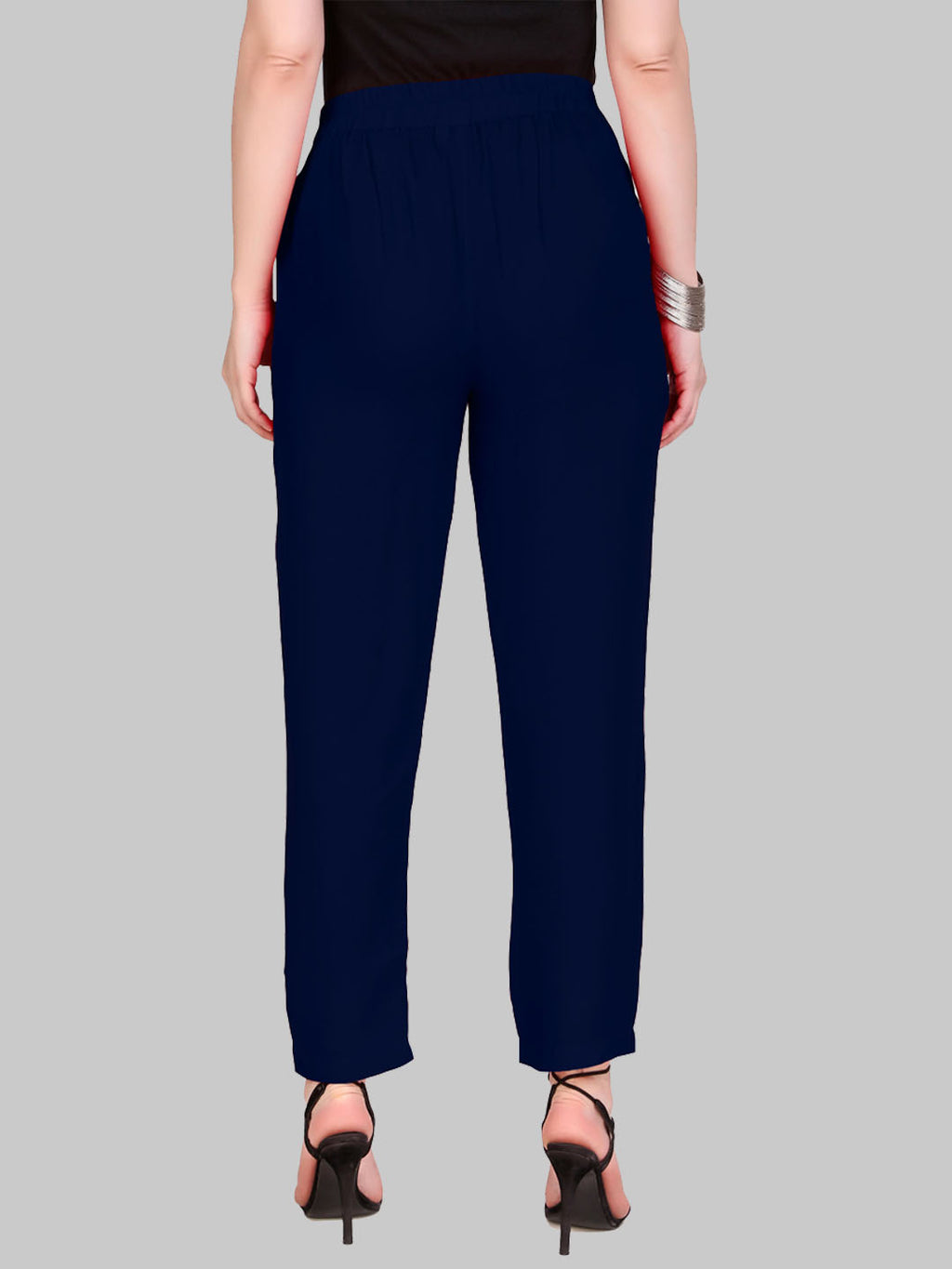 Saundarya Women's Rayon Loose Fit Tapered Pant  Navy Blue